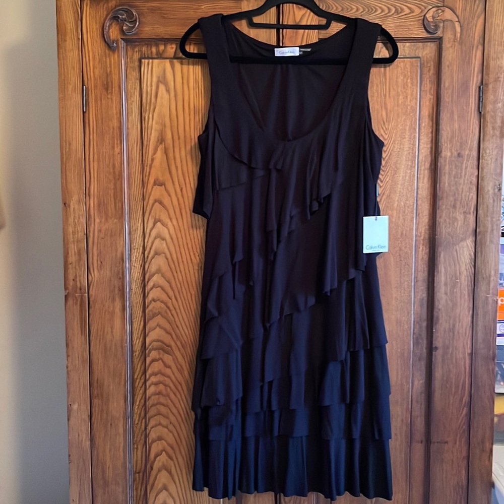 NWT - Calvin Klein - 12 - Nice Black tiered sleeveless dress - casual or dressy